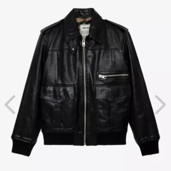 Zadig & Voltaire Luka Leather Fur Lined Jacket XS NWT - Picture 2 of 14